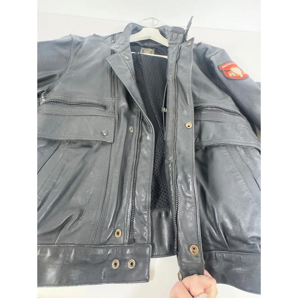 Vintage‎ Hein Gericke Leather Motorcycle Jacket Mens 46 Black 1995 Sturgis